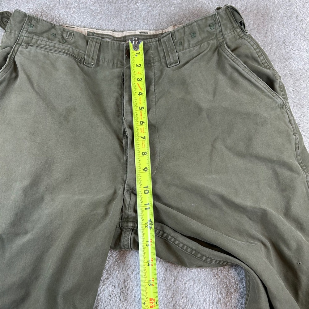 Vintage 40s WWII Military Field Sateen Trousers Mens 32 Olive Distressed M-1943 - Picture 12 of 16